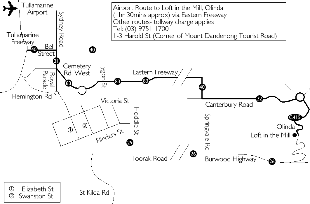 Map : Melbourne to Olinda